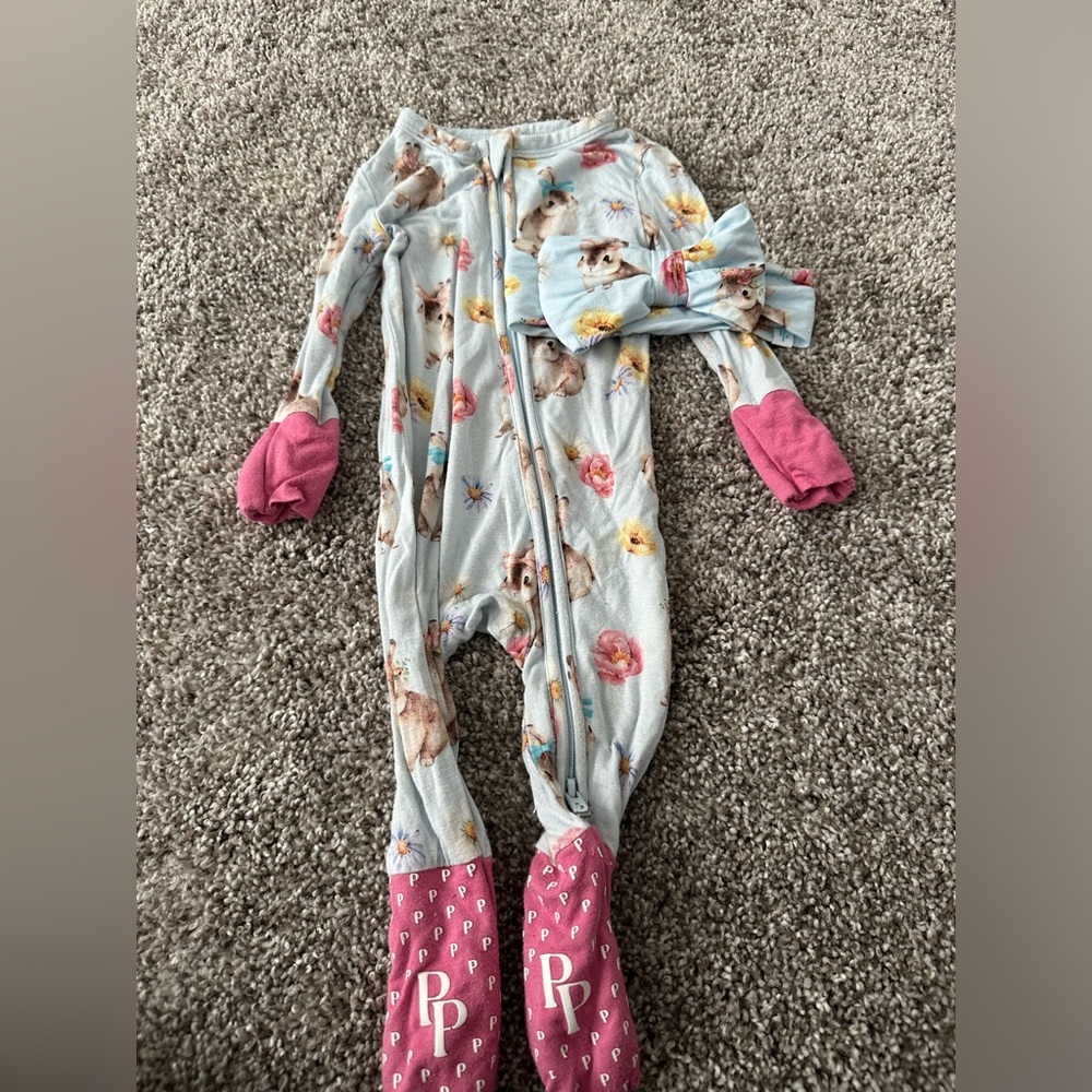 Posh Peanut bunny onesie and matching headband